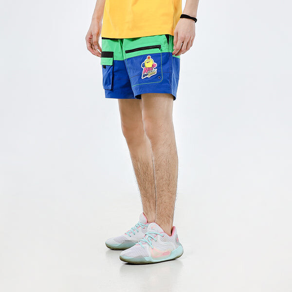 Шорты colorblock cartoon pattern sports lacing woven shorts black blue Nike, синий — фото 3