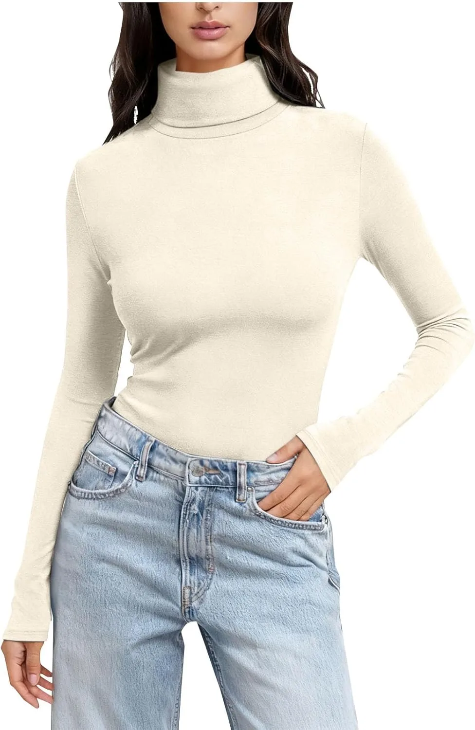 

Базовый топ для женщин Mock Turtleneck, легкий, с ребристым узором Furundly