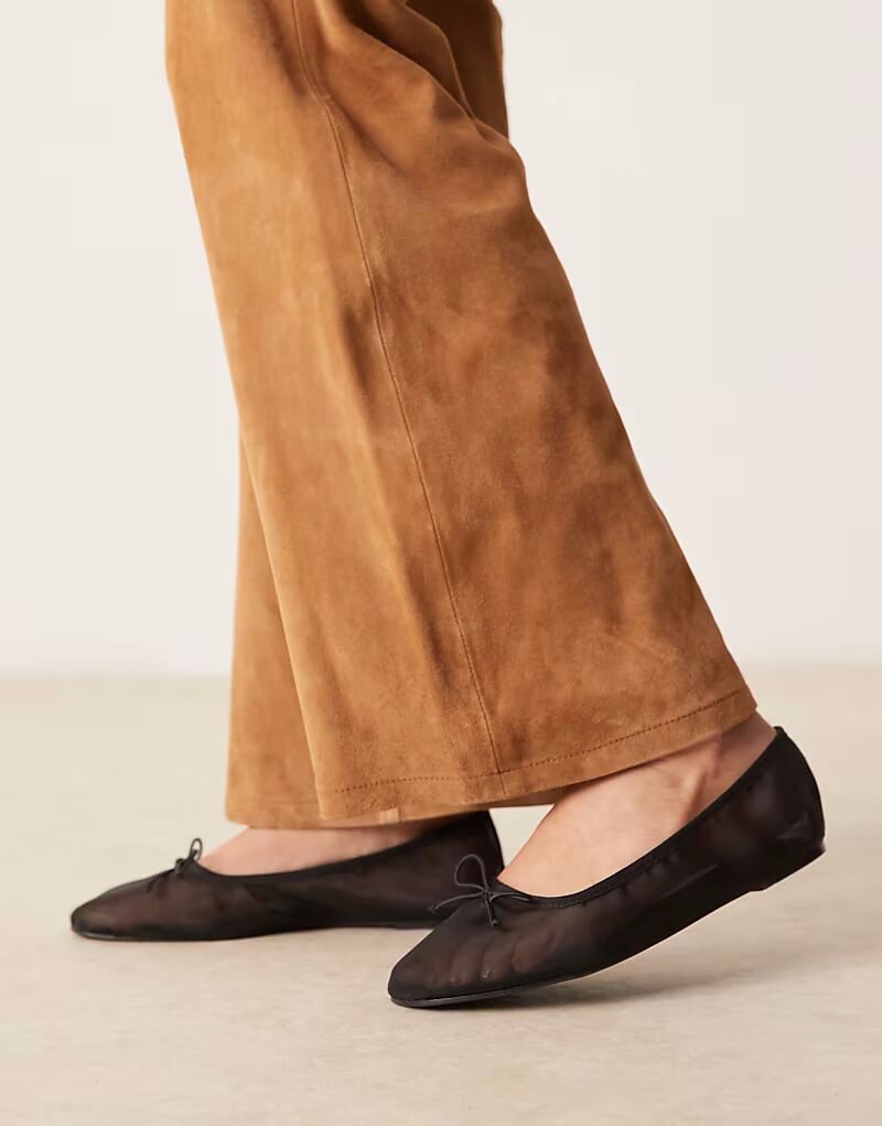 Балетки Lynette Wide Fit с высокой союзкой из черной сетки от ASOS DESIGN ASOS DESIGN Wide Fit — фото 3