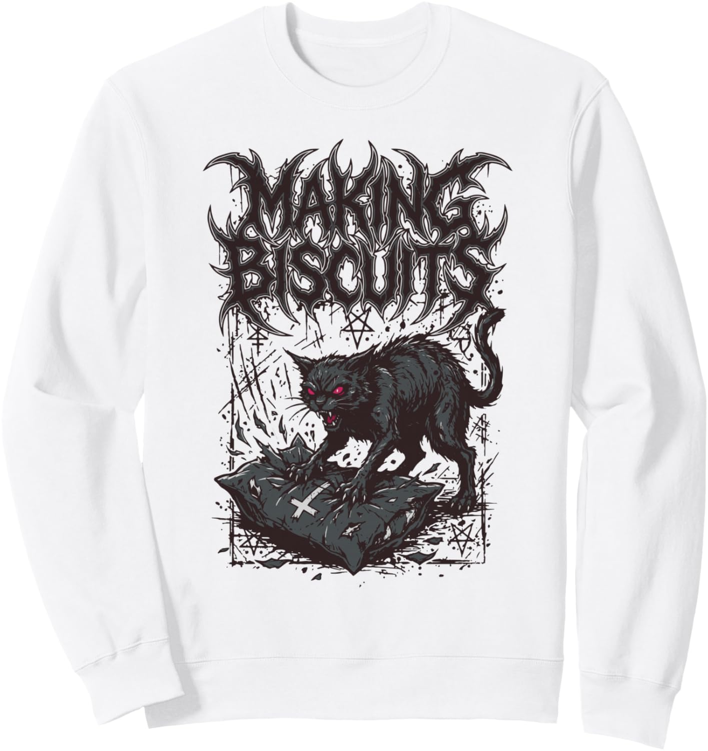

Забавная толстовка с изображением кота-разрушителя, пекущего печенье в стиле хэви-метал Brutal Kneads Apparel, белый