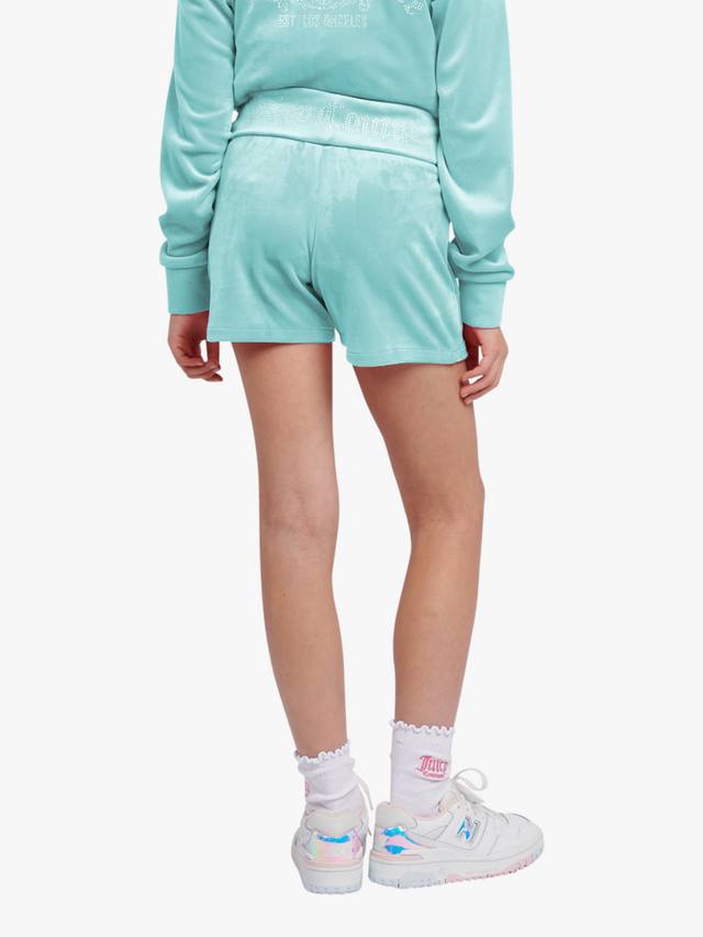 Детские шорты с поясом на манжете из велюра Juicy Couture, Angel Blue — фото 3