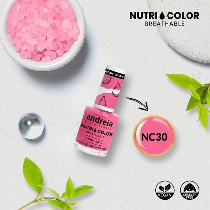 

Лак для ногтей Professional Nutricolor Breathable — веганский и не тестируется на животных. Andreia