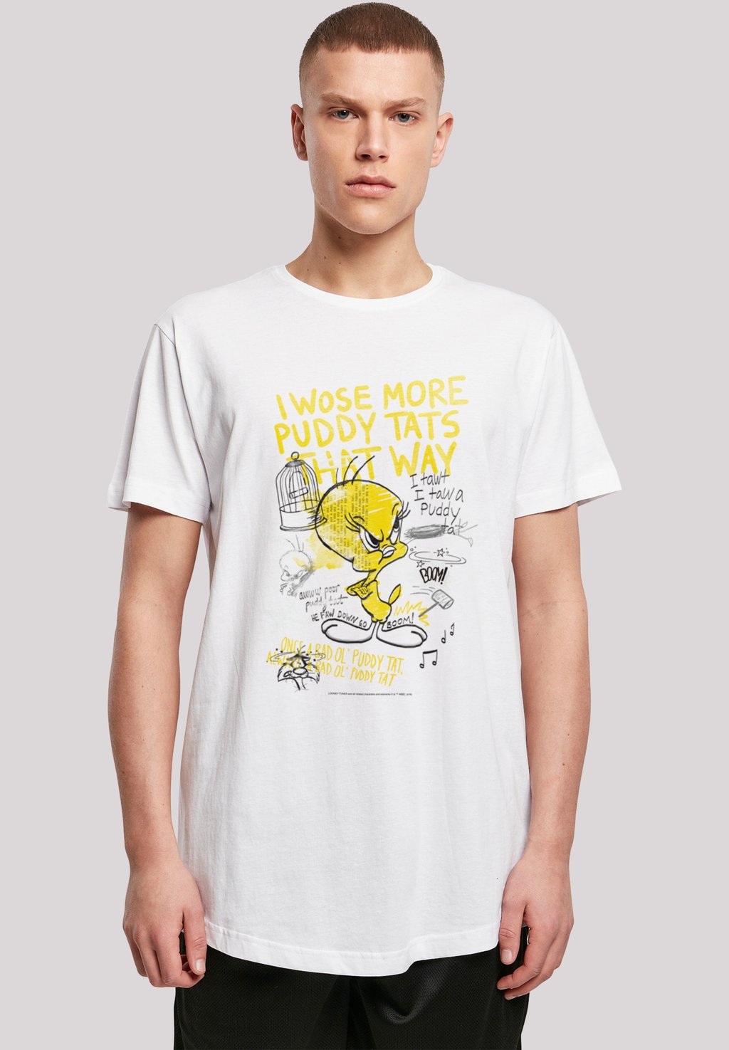 

Футболка с принтом LOONEY TUNES TWEETY PIE MORE PUDDY TATS F4NT4STIC, белый
