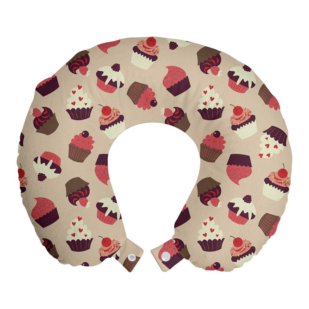 

ABAKUHAUS Десертная дорожная подушка для шеи, различные узоры для кексов, пенопластовые дорожные принадлежности для самолета и автомобиля, 30x30 см, разноцветные