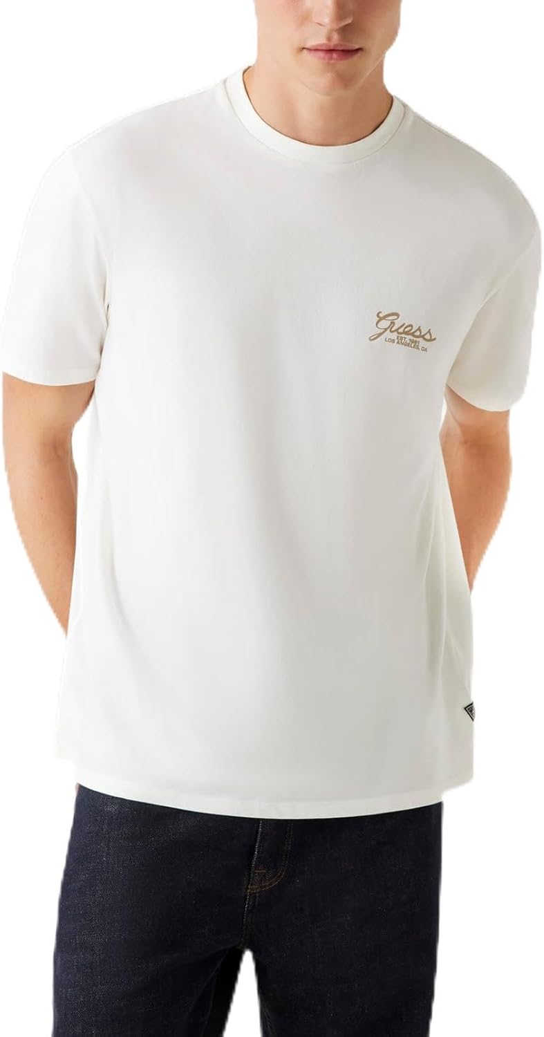 

Мужская футболка Guess Eco с коротким рукавом и логотипом, Pure White, Белый, Мужская футболка Guess Eco с коротким рукавом и логотипом, Pure White