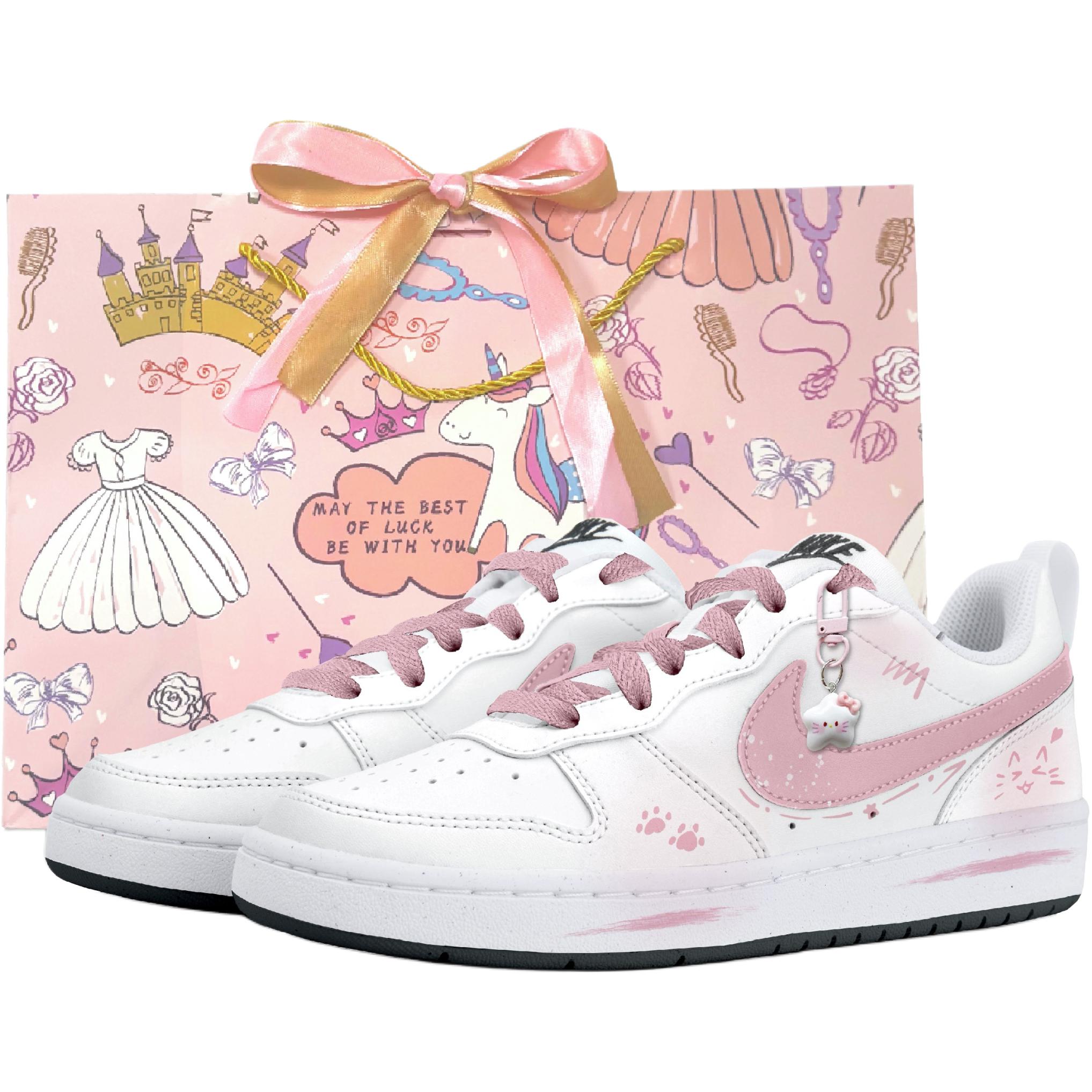 

Nike Court Borough Low top детские скейтбординг кроссовки White Pink для подростков