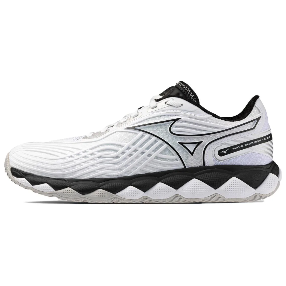 Кроссовки для тенниса WAVE ENFORCE TOUR 2 Megalodon с амортизацией и износостойкой подошвой Mizuno, белый/черный