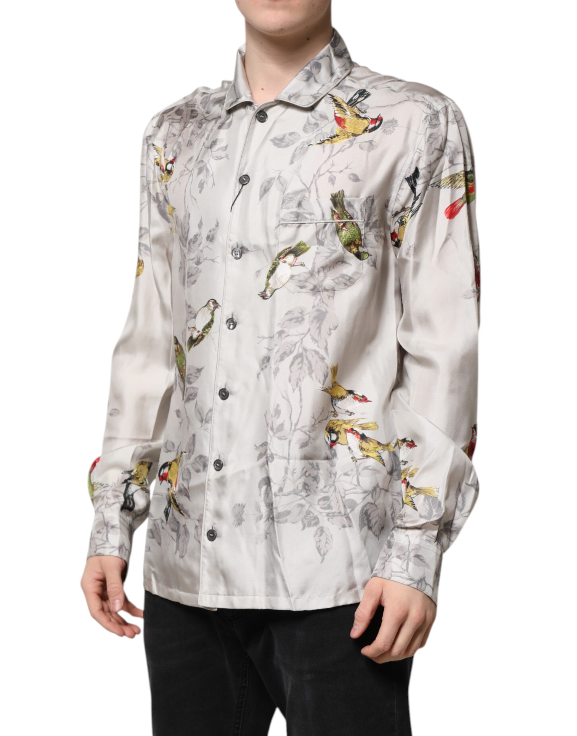 Рубашка на пуговицах с разноцветным шелковым принтом Dolce & Gabbana, Multicolor — фото 2