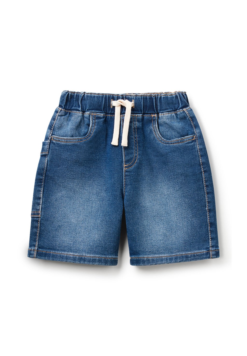 

Джинсовые шорты BERMUDA IN ELASTICATED WAIST DRAWSTRING BIG SIDE POCKET WITH EMBROIDERED LOGO United Colors of Benetton, синий