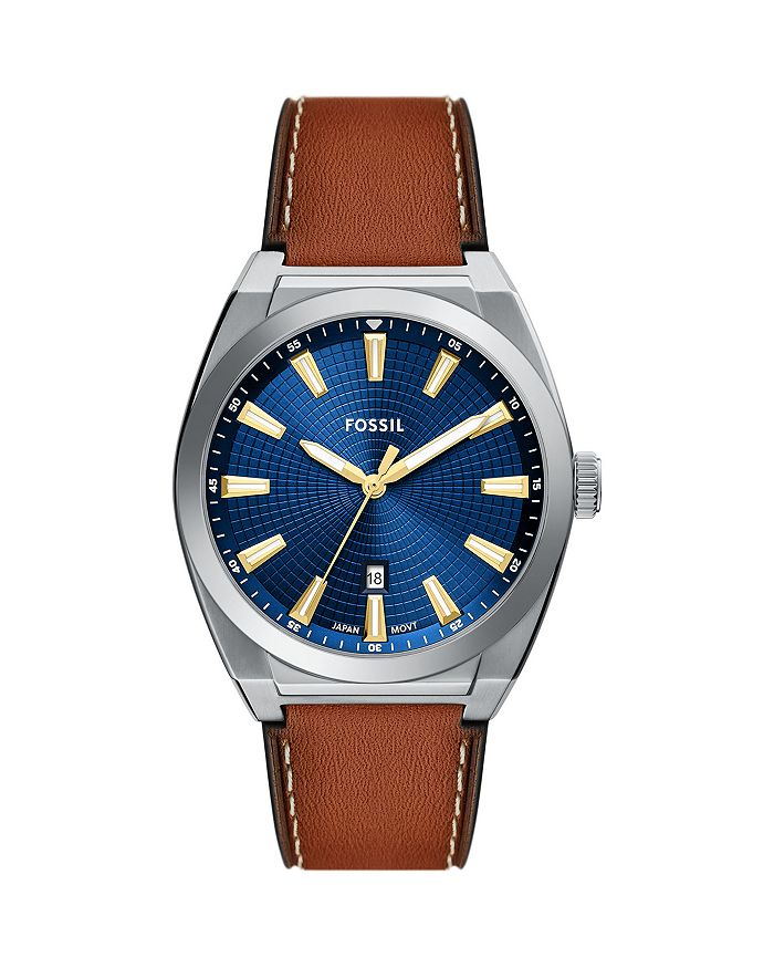 

Эверетт, часы, 42 мм Fossil, синий