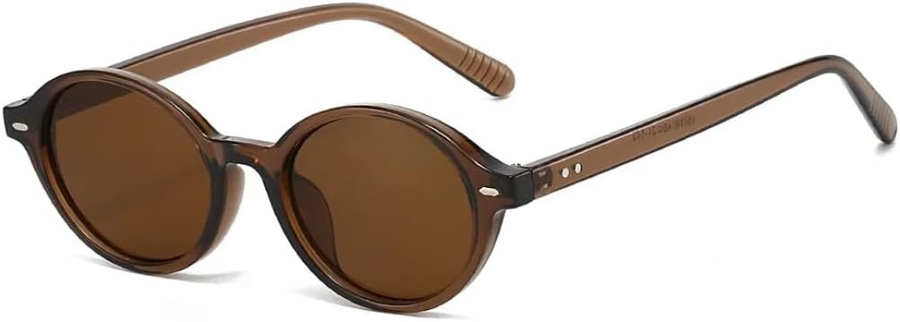 

Ретро овальные женские солнцезащитные очки, стильные, роскошные, с рисунком «рисовый ноготь», маленькая оправа, модные мужские, универсальные, с защитой от УФ-излучения UV400 UATXTAU, Brown