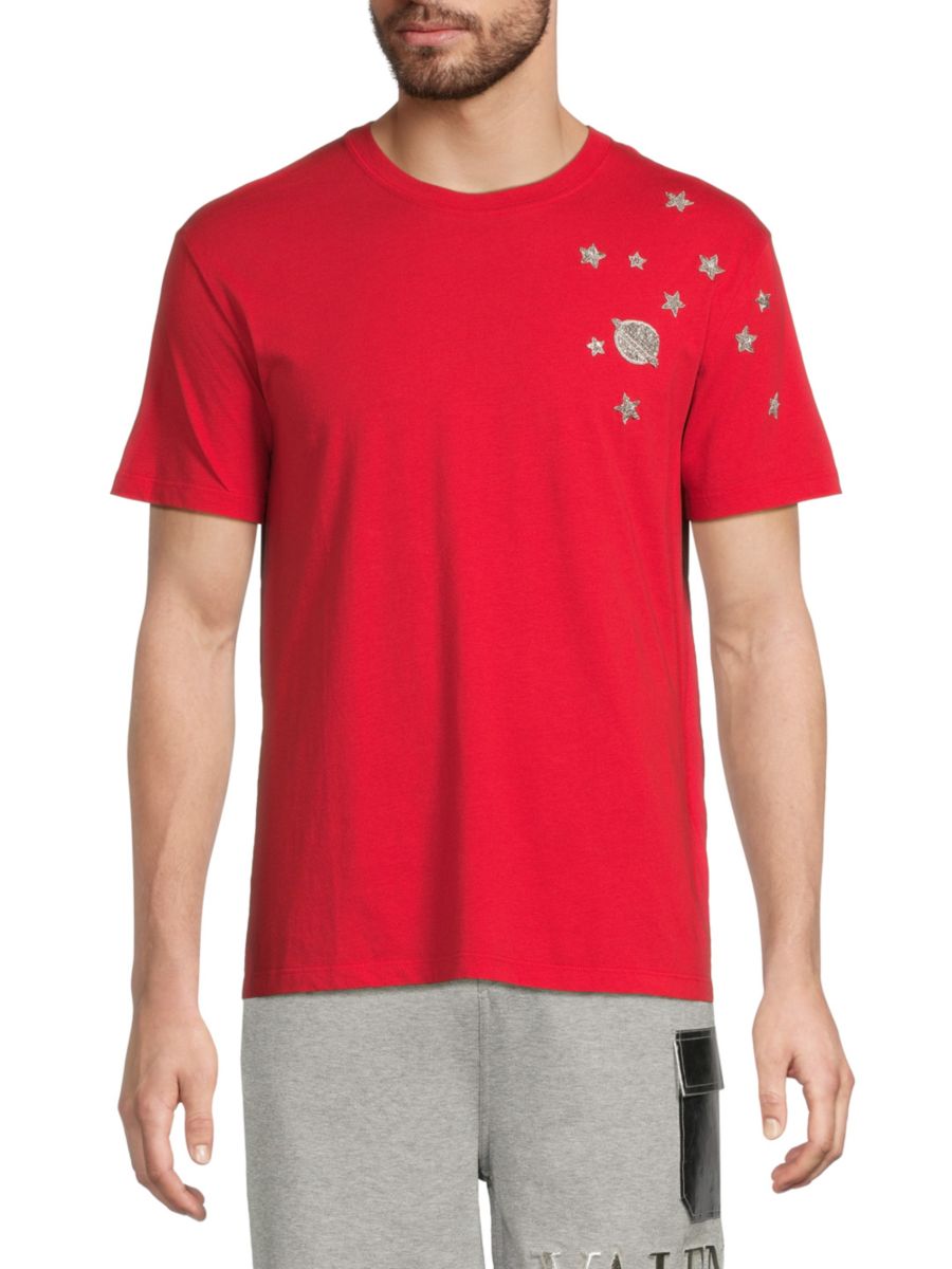 

Футболка из хлопка с декором Звезды и планеты Valentino, красный