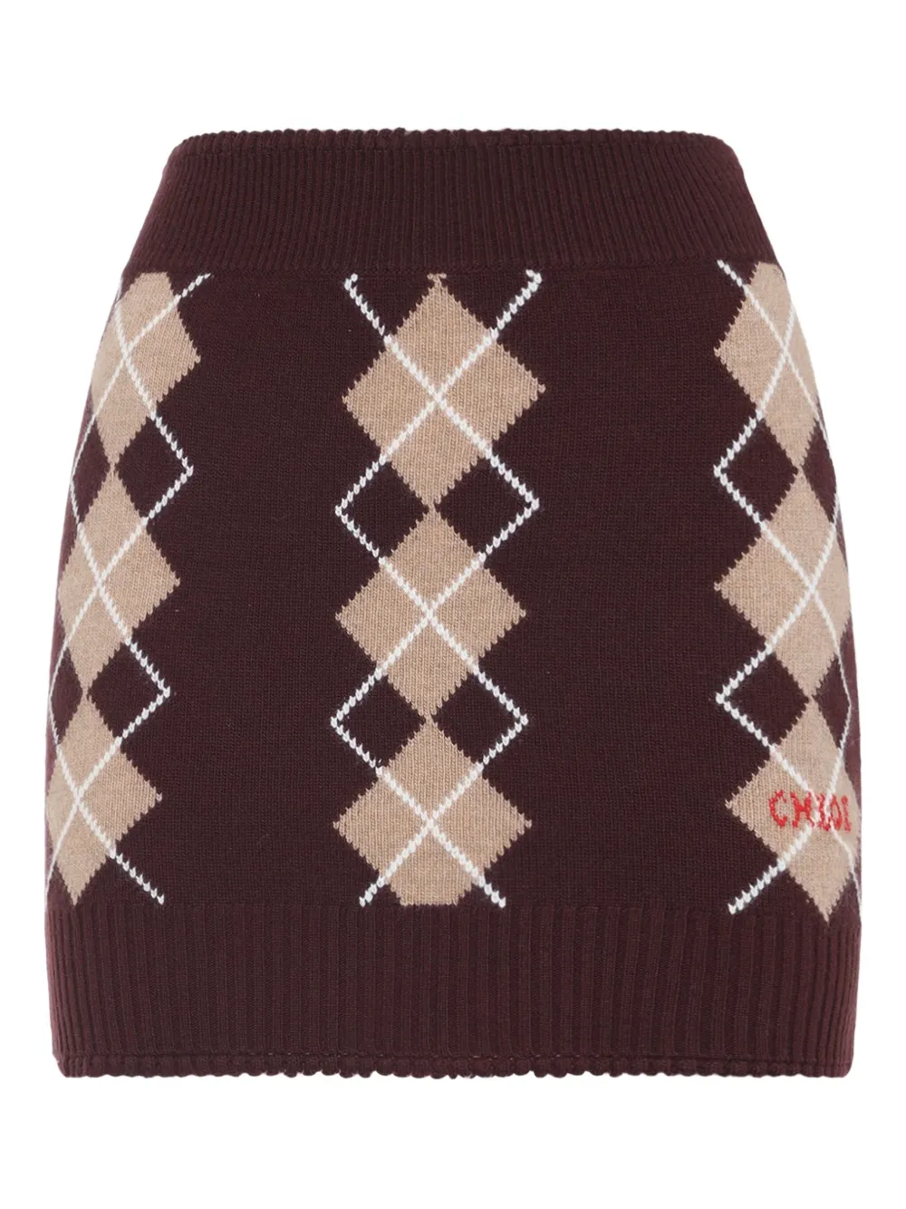 

Мини-юбка с аргайл-узором Chloé, красный