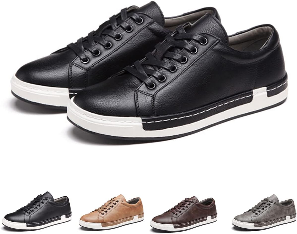 

Мужские кожаные повседневные кроссовки, дышащие низкие прогулочные туфли для бизнеса Ainijia&Holo, черный