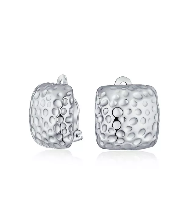 

Геометрические повседневные модные серьги-клипсы с крапинками, квадратные, посеребренные, позолоченные, для непроколотых ушей Bling Jewelry, silver