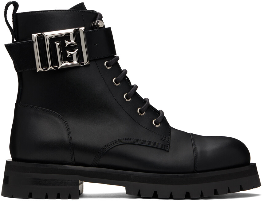 

Черные кожаные ботинки рейнджера Charlie Balmain
