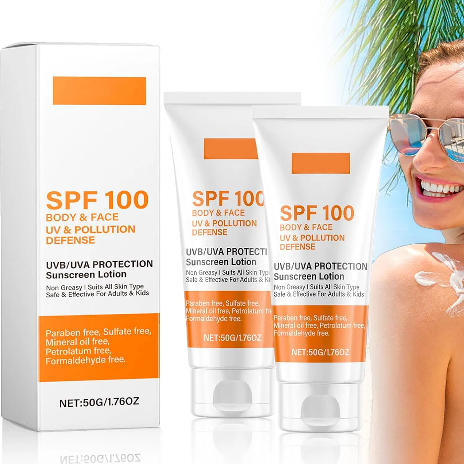 Солнцезащитный крем для лица и тела SPF 100 Xiniear, Pack Of 2