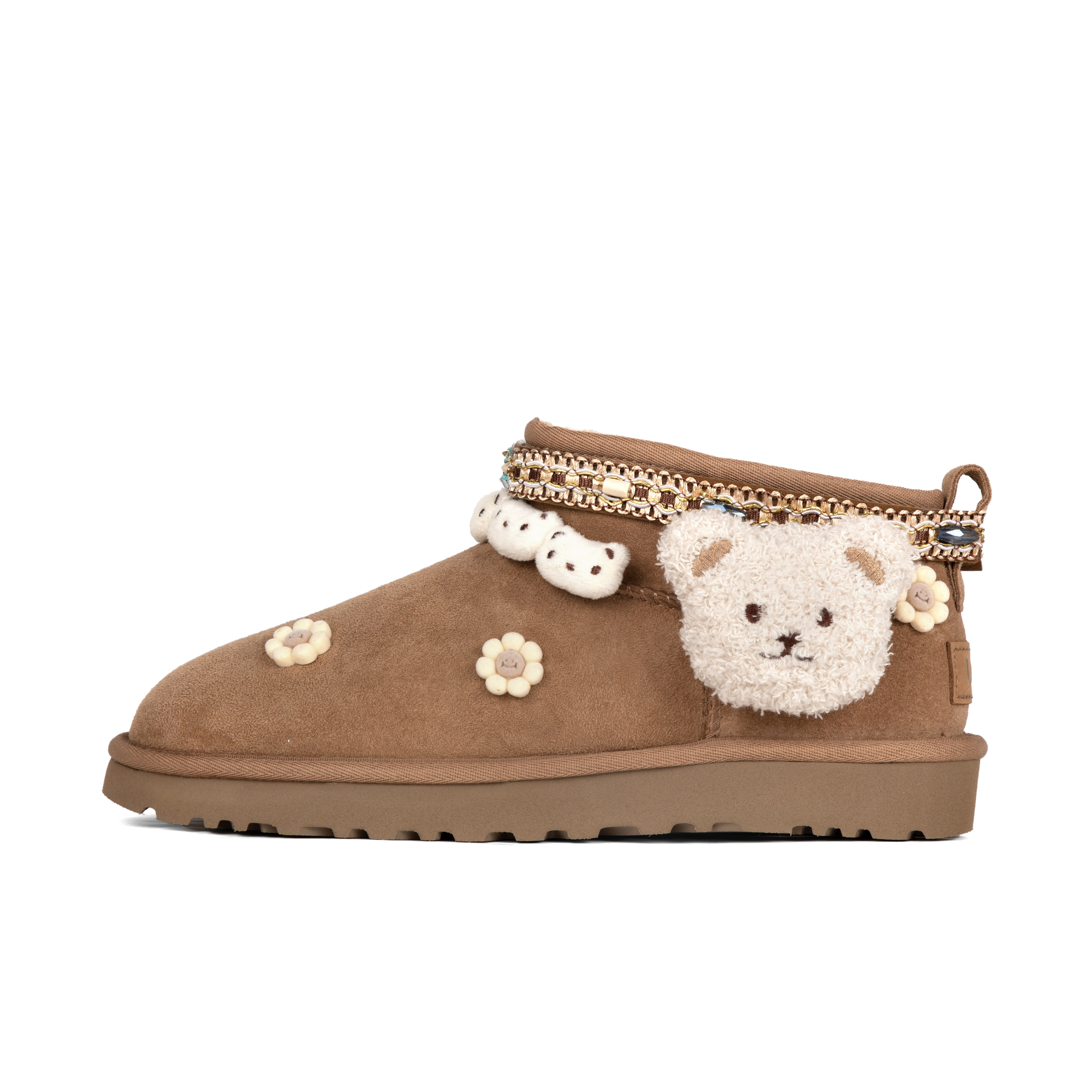 Ботинки женские UGG Classic Ultra Mini с декором, темно-коричневый