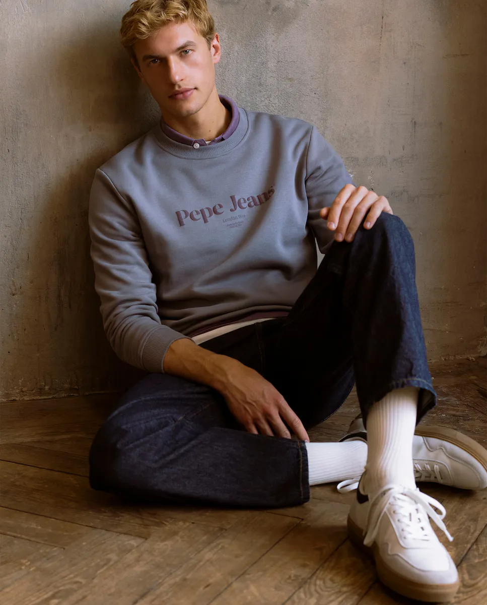 

Мужская толстовка с круглым вырезом и логотипом Pepe Jeans, серый