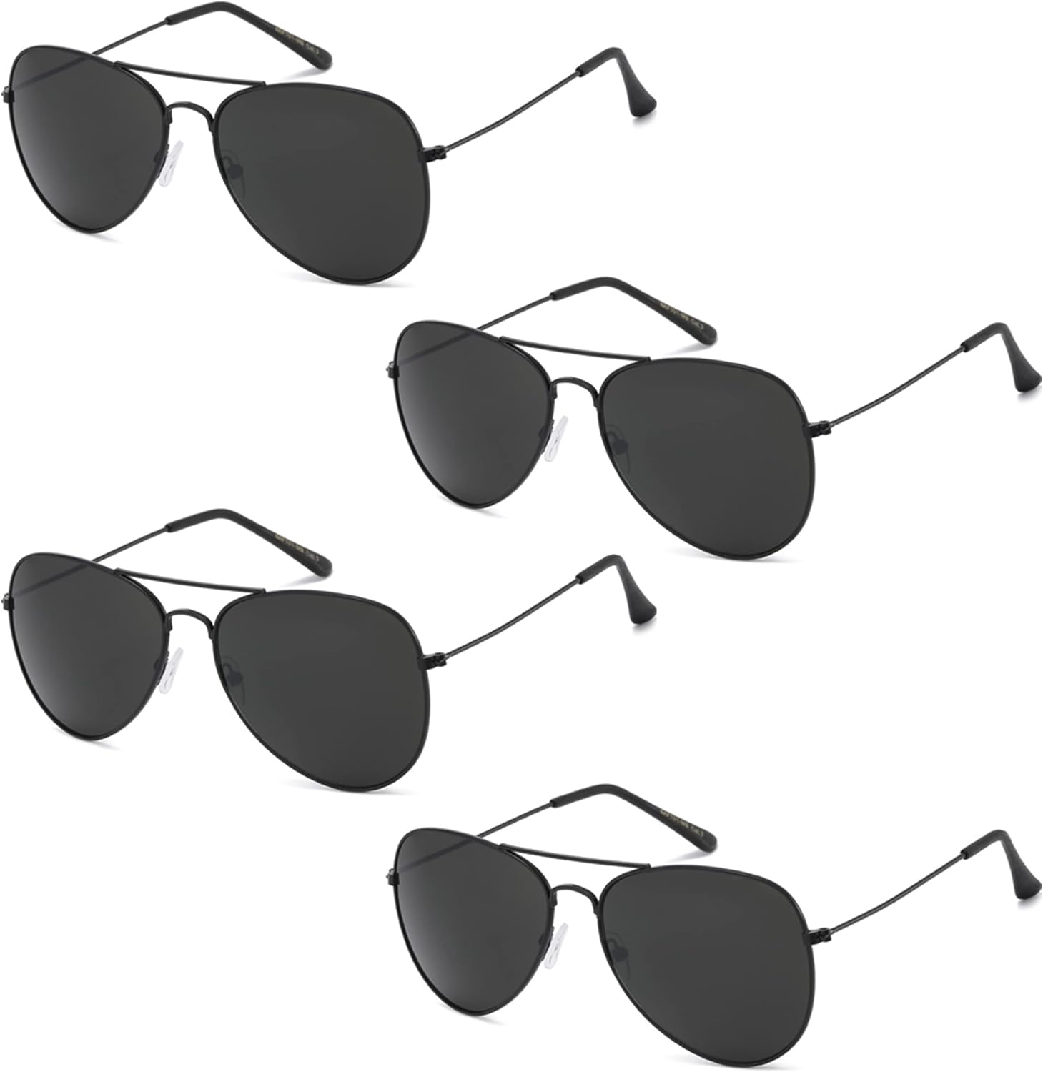 

Солнцезащитные очки-авиаторы для мужчин и женщин - 100% защита от УФ-излучения. Классические очки-авиаторы для мужчин - комплект из 4 штук Got Shades, Matte Black | Super Dark