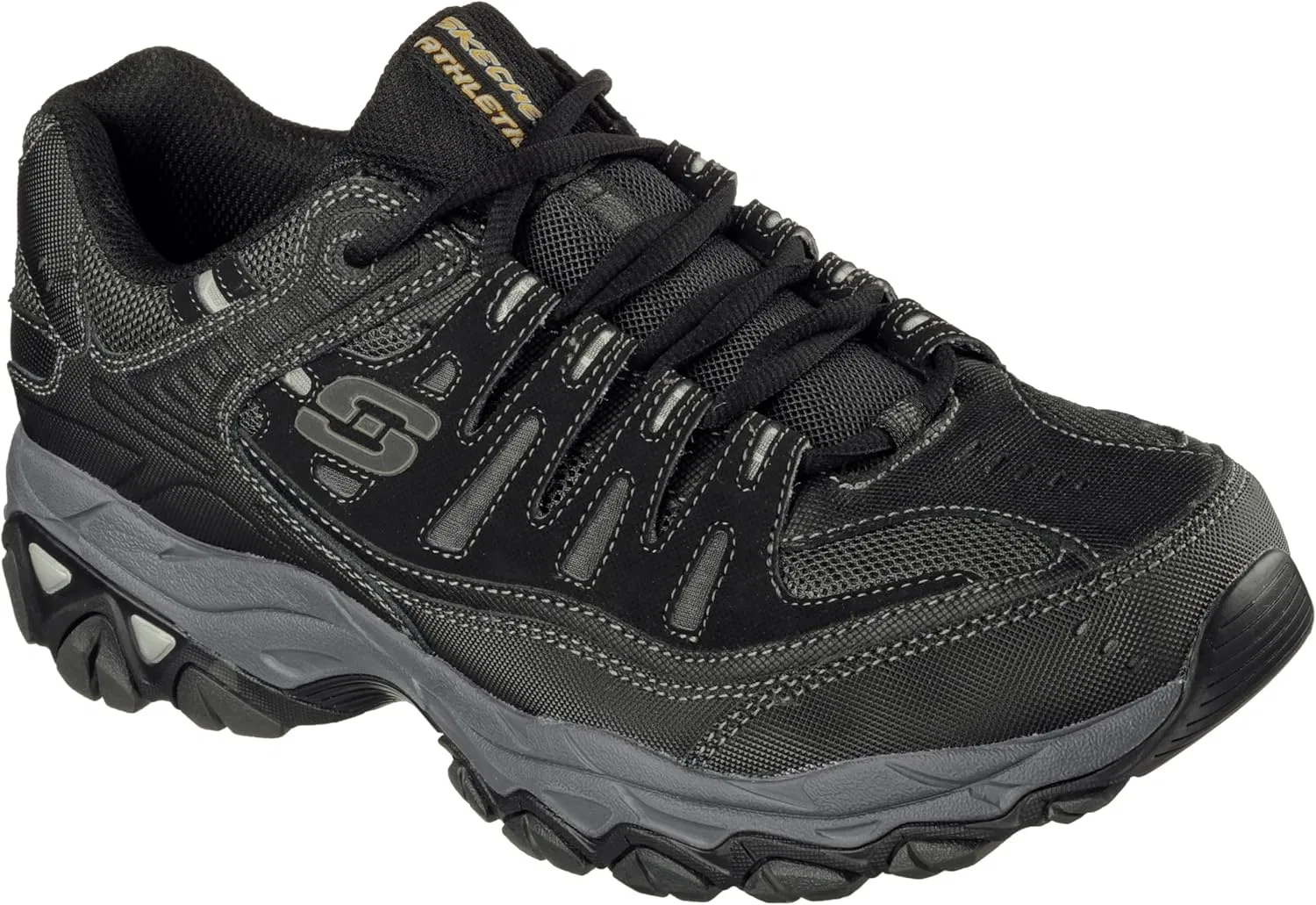 Мужские кроссовки Skechers Sport Afterburn Memory Foam Lace, 2-Black Dark Grey — фото 4
