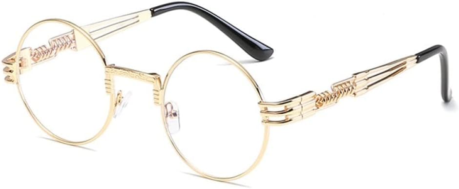 

Ретро-стимпанк круглые металлические солнцезащитные очки для мужчин и женщин с двойными пружинными дужками, цветные, с защитой от УФ-излучения UV400 LANGSER, N10 Gold Flat