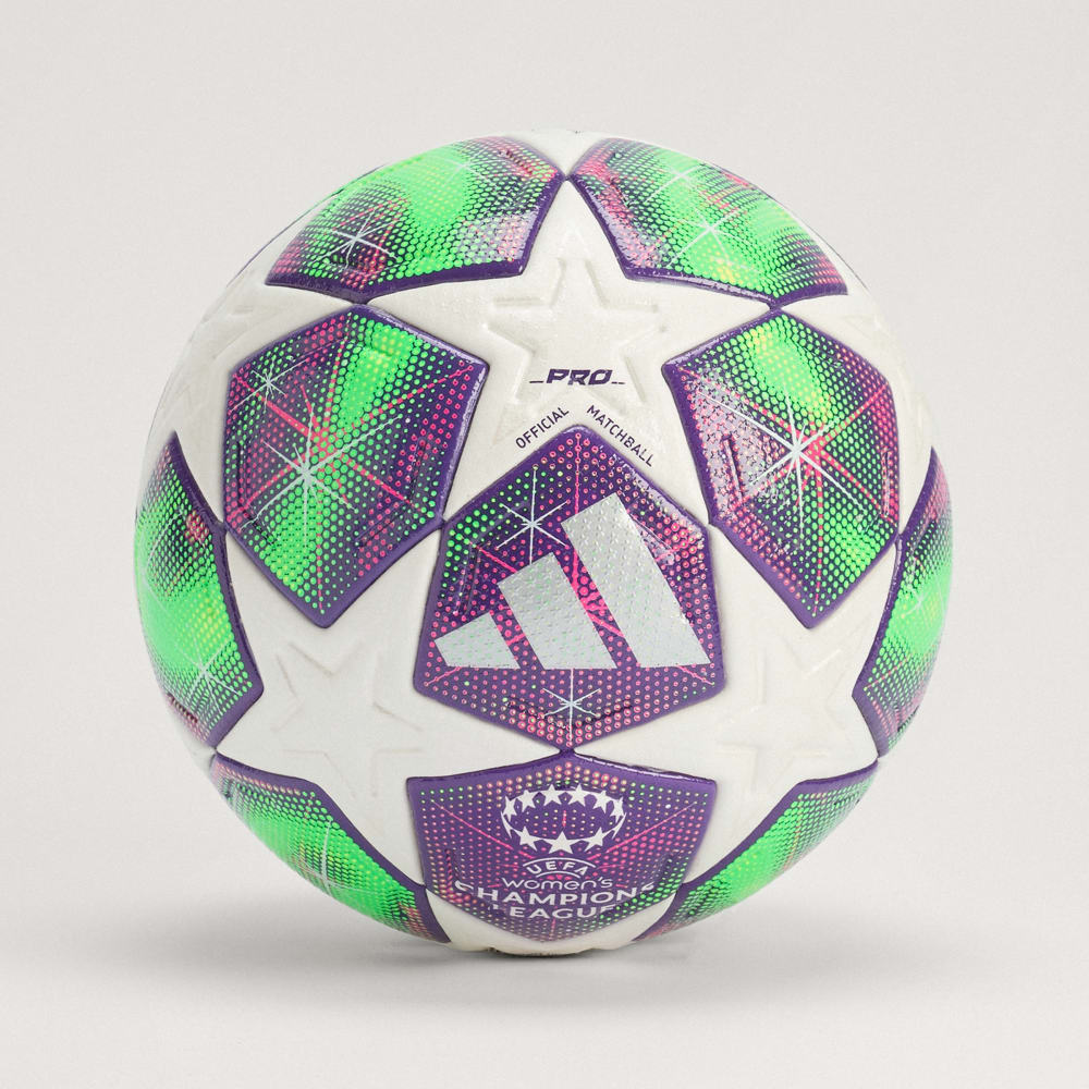 

Футбольный мяч Adidas UWCL 25/26 League Stage Pro Ball, цвет White/Shock Pink/Multi/Solar Yellow