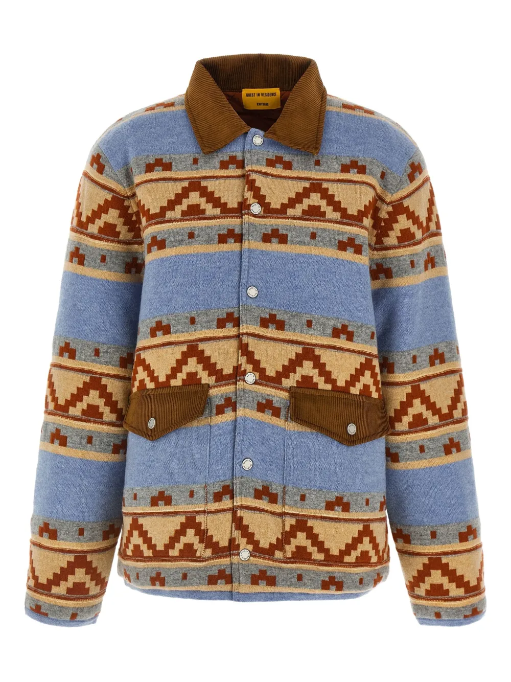 

Жаккардовый жакет с вельветовым воротником Guest In Residence, синий