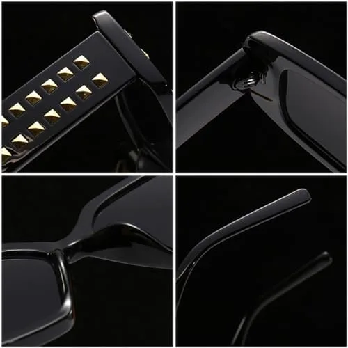 

Солнцезащитные очки 2027 года с декоративными заклепками для женщин, квадратные, с защитой от УФ-излучения UV400, для мужчин, чайного синего цвета MTZJH, Tea Blue