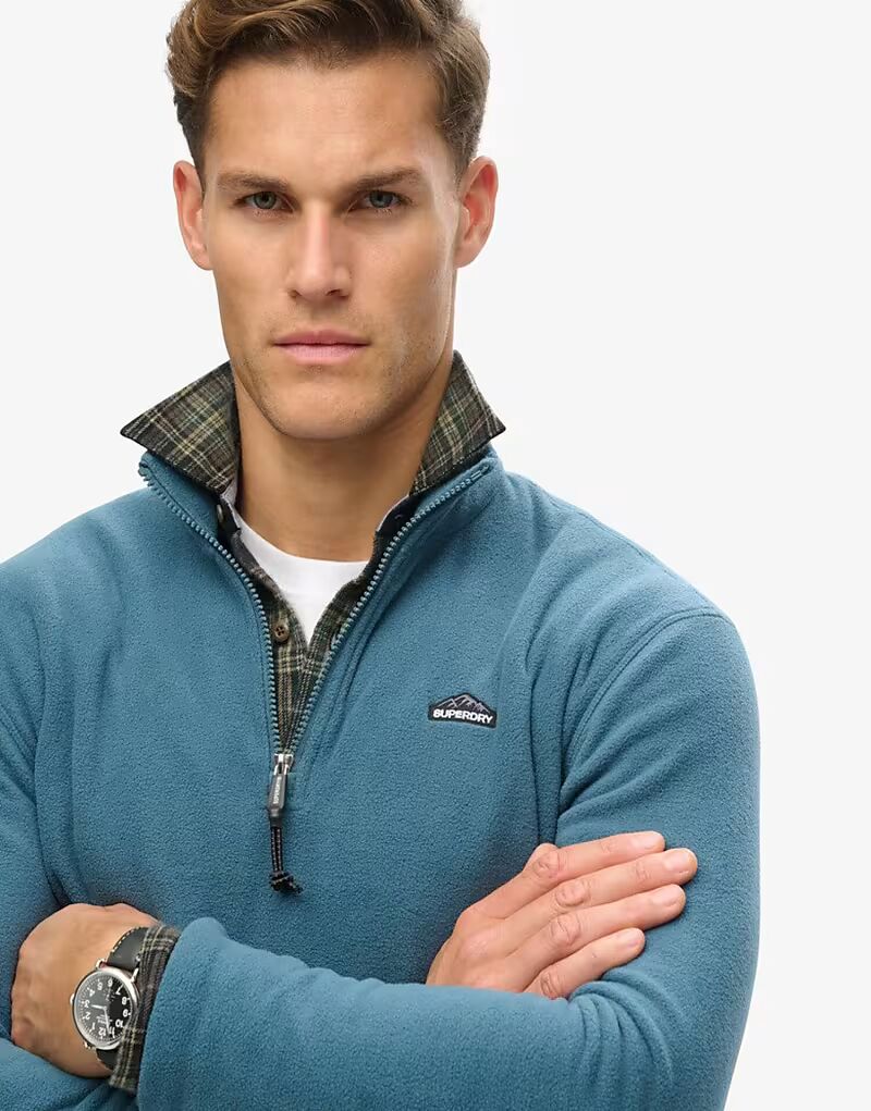 

Джемпер из флиса Superdry Orion Blue с застежкой-молнией на половину длины