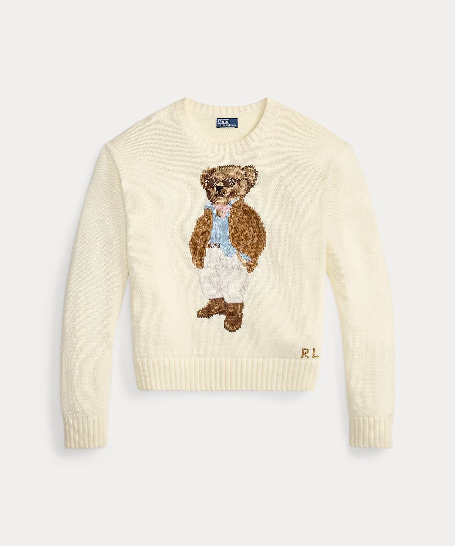 Хлопковый свитер с круглым вырезом Polo Bear Polo Ralph Lauren, 101 Natural — фото 2