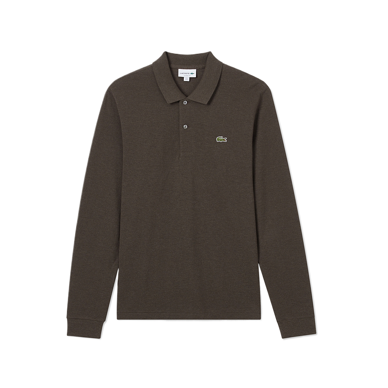 

Длинный рукав, ребристый воротник, поло LACOSTE, коричневый
