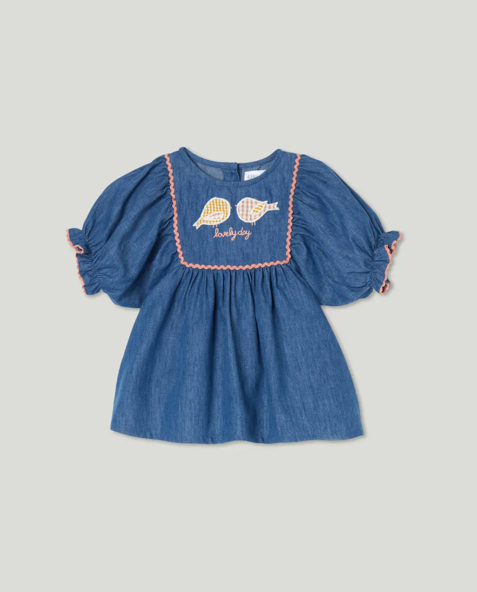 

Платье для девочки с короткими рукавами Baby El Corte Inglés, бледно-голубой