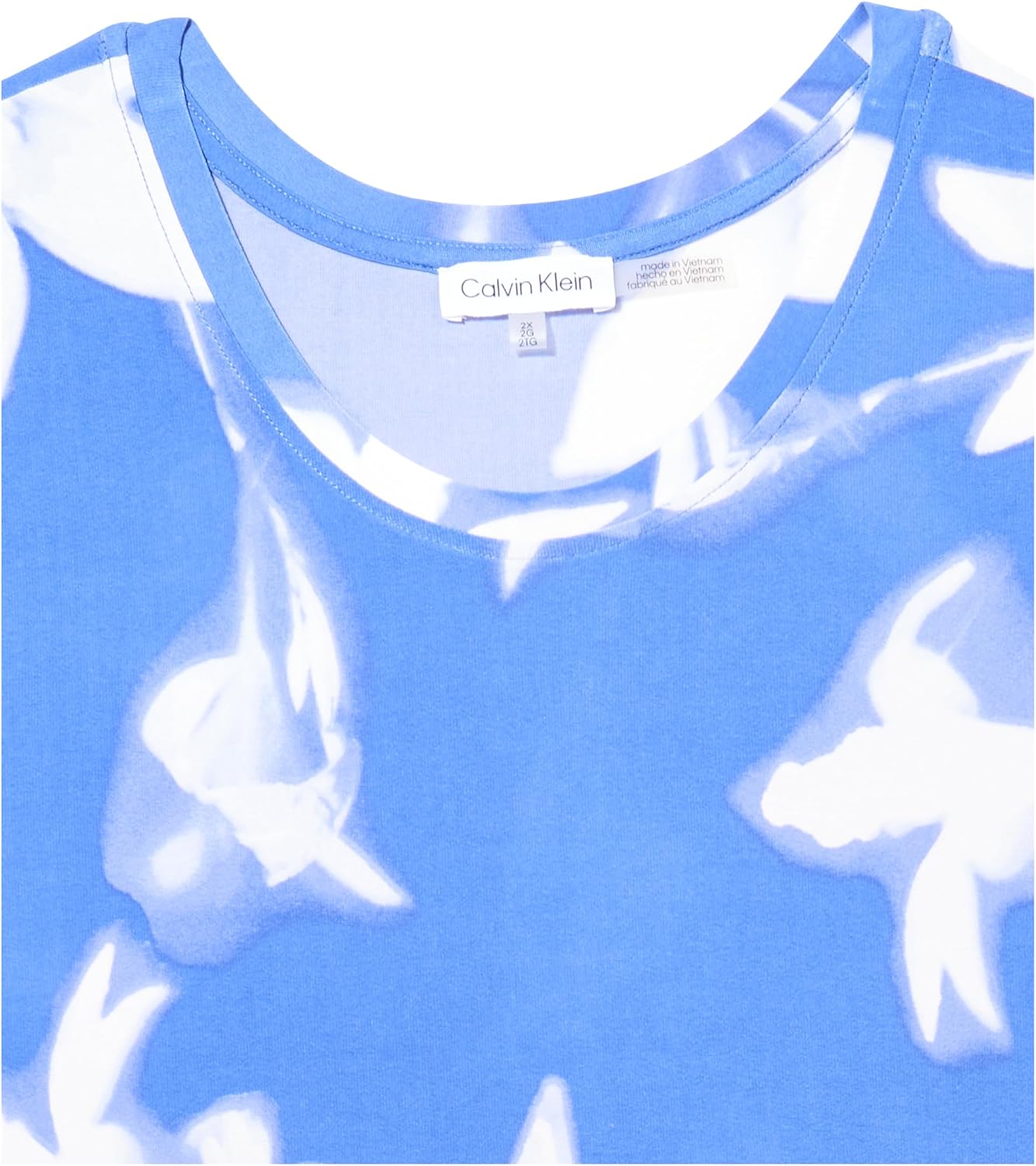Женское трикотажное платье с круглым вырезом Calvin Klein, Dazzling Blue/ Soft White — фото 3