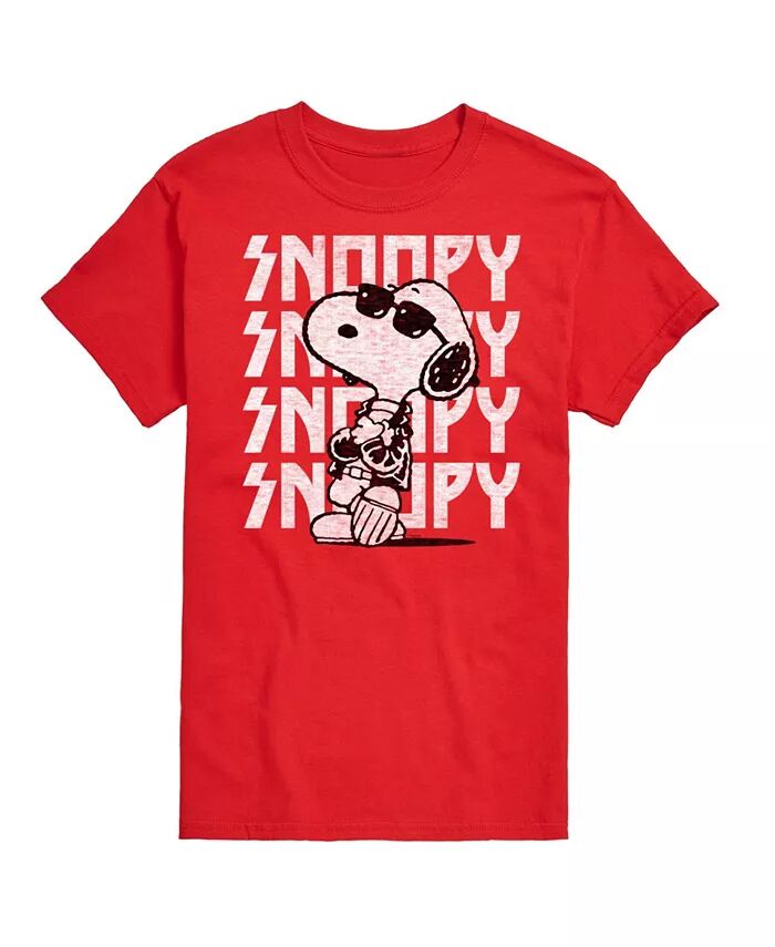 

Мужская футболка с короткими рукавами Hybrid Apparel Snoopy Rock с повторением имени AIRWAVES, красный