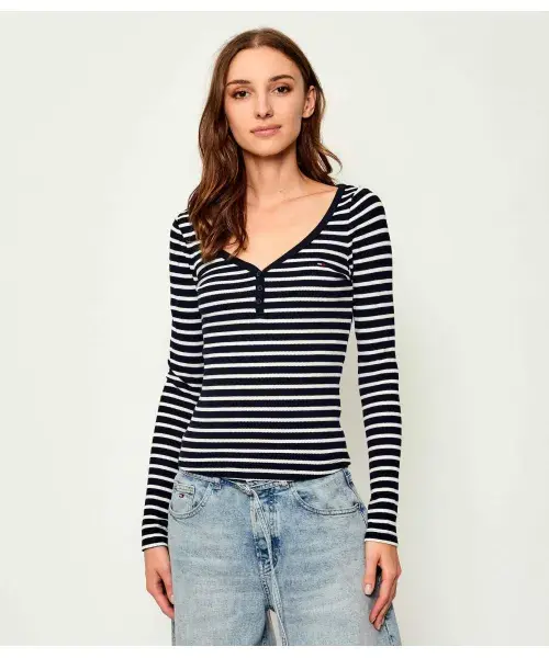 

Блузка Хенли Slim fit Tommy Jeans, синий