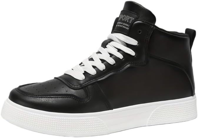 

Мужские высокие спортивные кроссовки Minlaidian, модные, на шнуровке, дышащие, высокие ботинки до щиколотки, с нескользящей подошвой, плоские скейтбордические туфли, черный