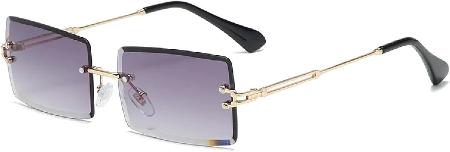 

Солнцезащитные очки с защитой от УФ-излучения UV400 | Безободковые, из сплава, с градиентными черными линзами | Для женщин и мужчин, для занятий спортом на открытом воздухе и вождения DSVIGF, Gold Grey