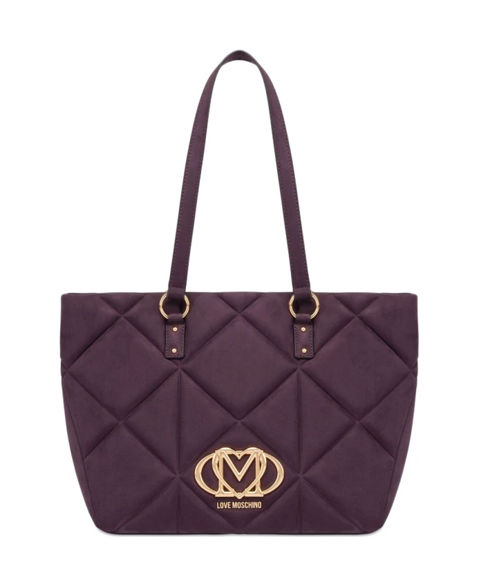 

Стеганая сумка-шоппер из мягкой ткани. Love Moschino, фиолетовый