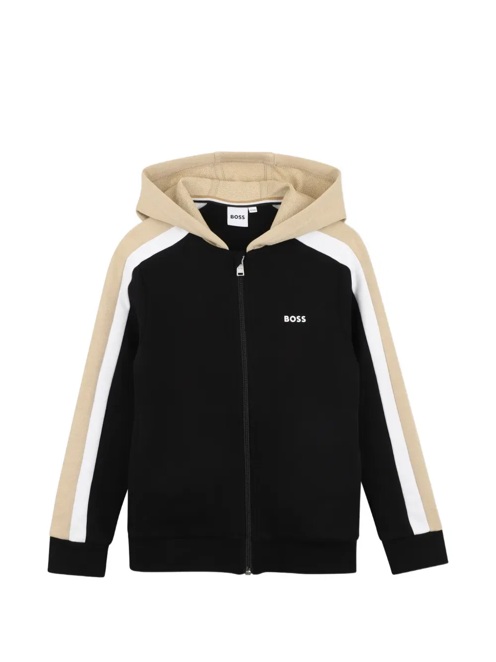 Полосатая толстовка с капюшоном Boss Kidswear, черный