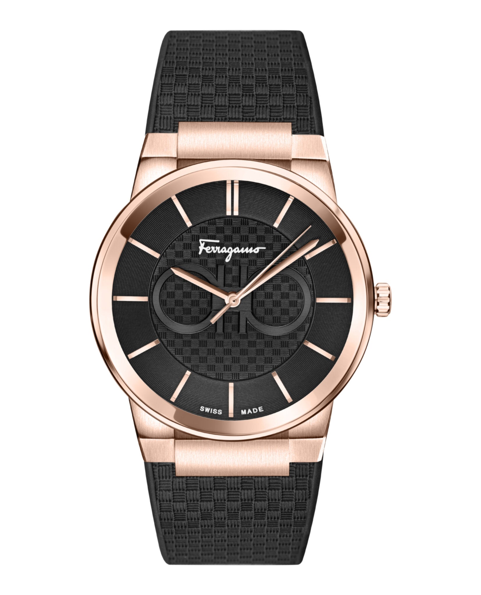 

Часы Ferragamo Sapphire Silicone Salvatore Ferragamo, черный/розово-золотой/черный