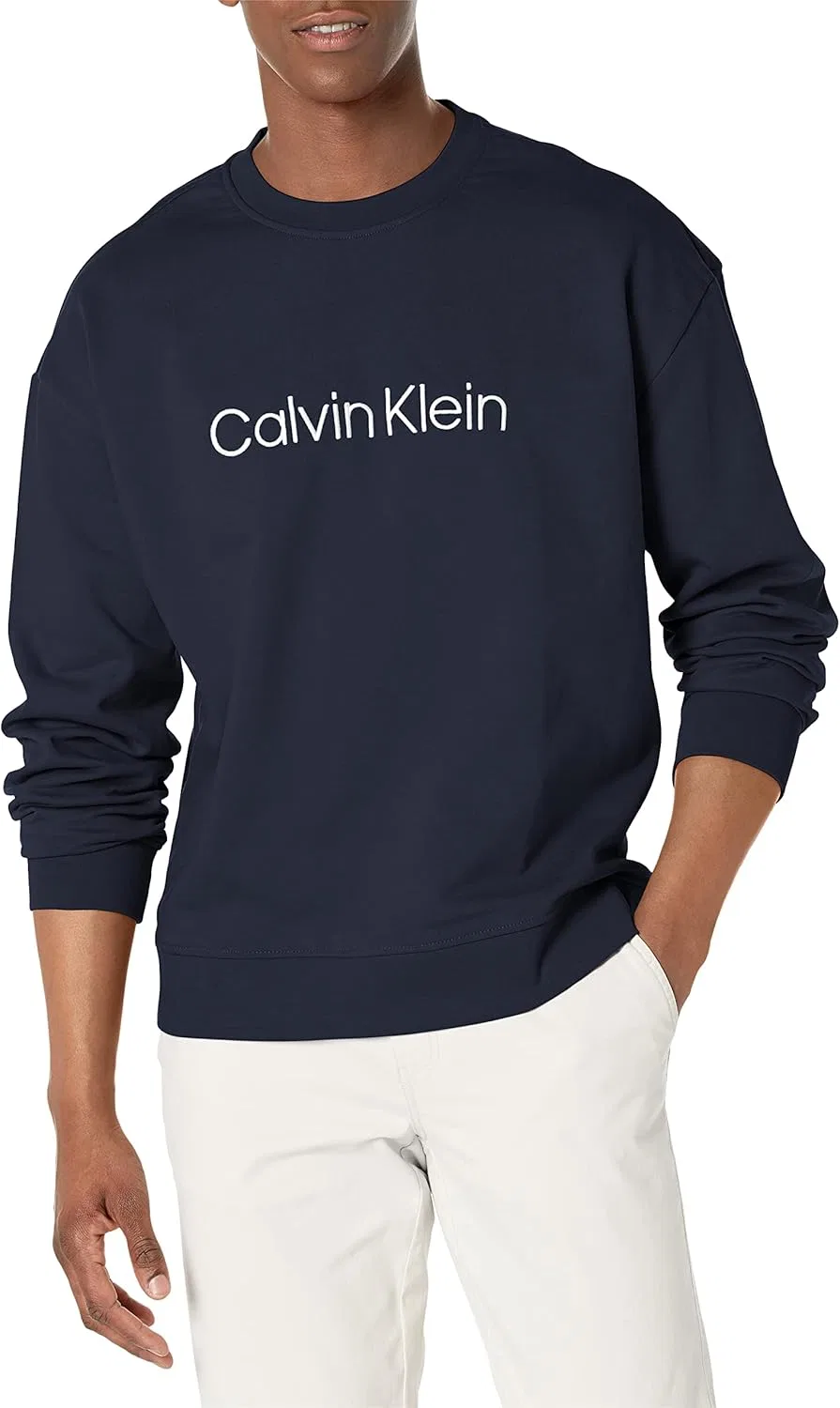 Мужская толстовка Calvin Klein свободного кроя с логотипом и круглым вырезом из французской махровой ткани