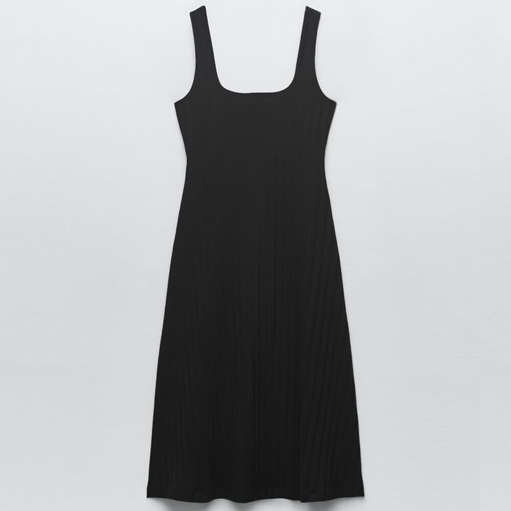 

Платье Zara Ribbed With Straps, черный