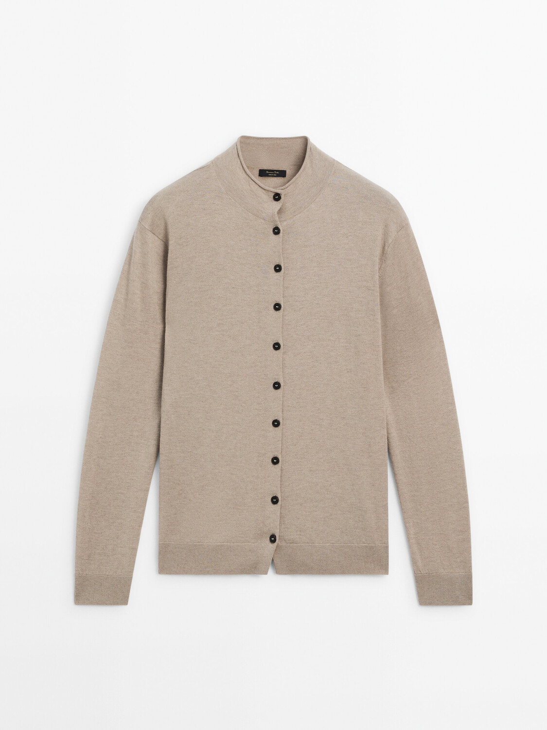 

Вязаный кардиган с имитацией водолазки Massimo Dutti, экрю