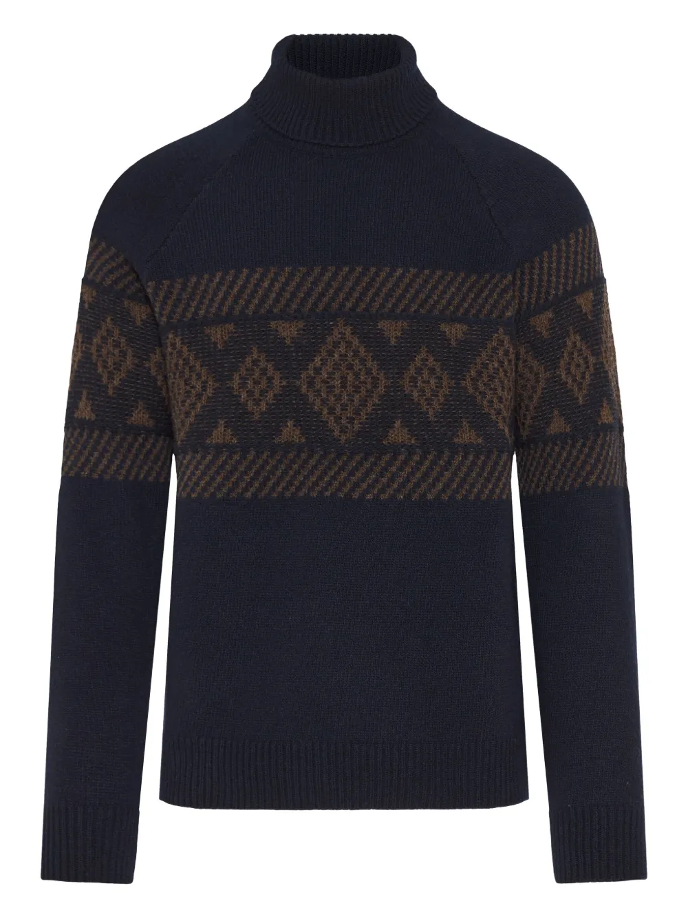 

Вязаный свитер с узором и воротником-гольф Barba, синий