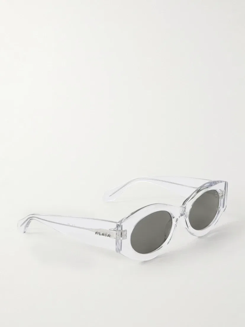 Солнцезащитные очки из ацетата круглой формы с надписями ALAÏA EYEWEAR, прозрачный — фото 3