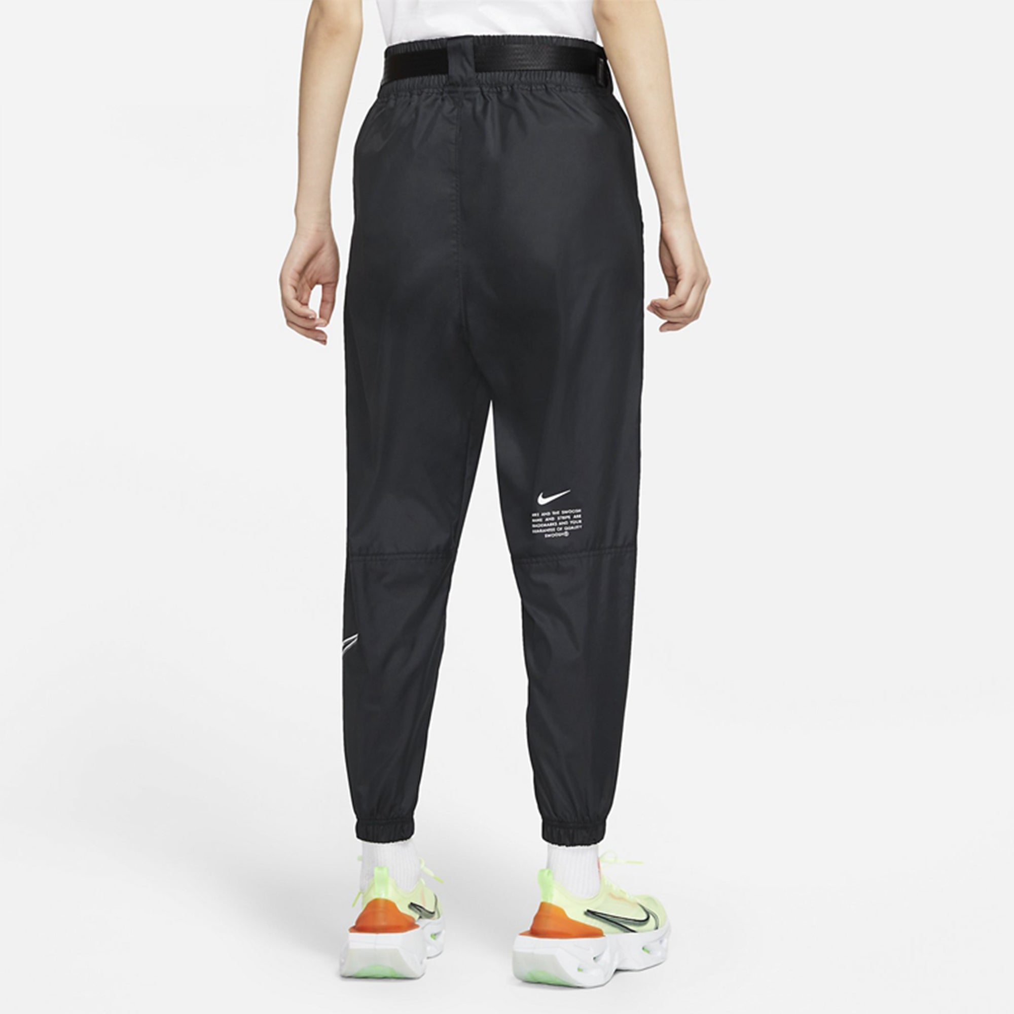 Спортивные брюки (WMNS) Nike Logo Sports Adjustable Belt Bundle Feet Woven Long Pants/Trousers Autumn Black DJ8997-010 — фото 4