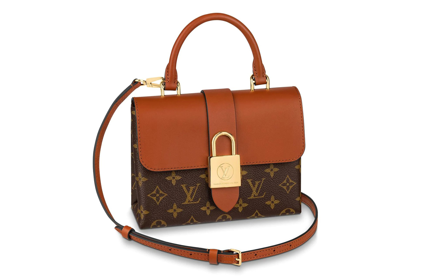 

LOUIS VUITTON Замковая сумка из лакированного холста с кожаной подвеской