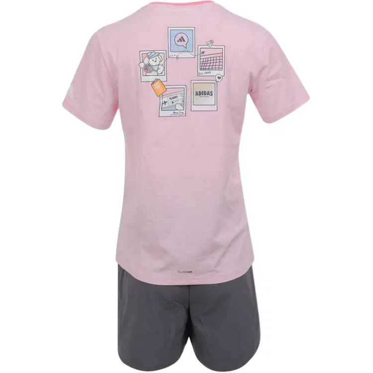 Детская спортивная одежда Casual с круглым вырезом Adidas, Pink/Carbon Black — фото 3