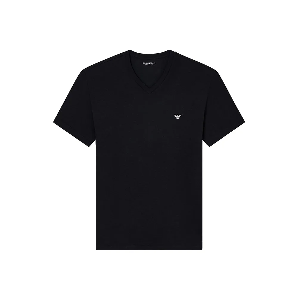 Футболка Emporio Armani Stretch Cotton Jersey short sleeve v neck, черный — фото 3